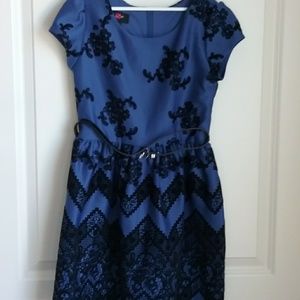 New Iz Byer Lace Flower Print Girls Dress & Belt